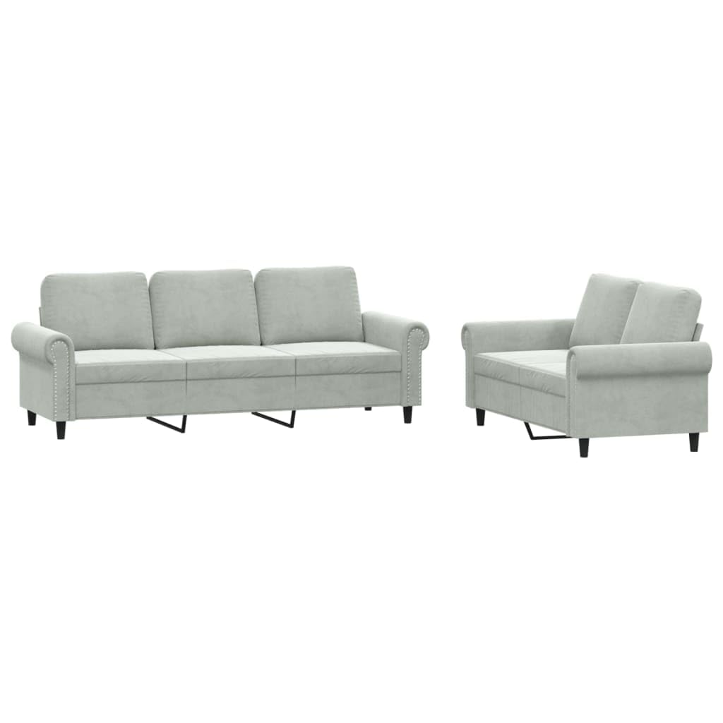 Light Gray Velvet 2 Piece Sofa Set F824