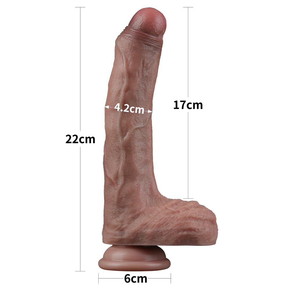 8.5" Realistic Uncut Dual Density Silicone Dildo with Suction Cup V225