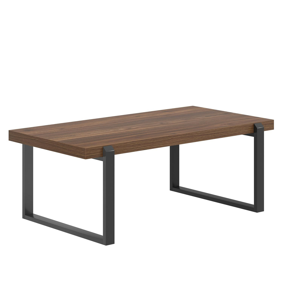 Walnut 44 Inch Wood and Metal Coffee Table B374366