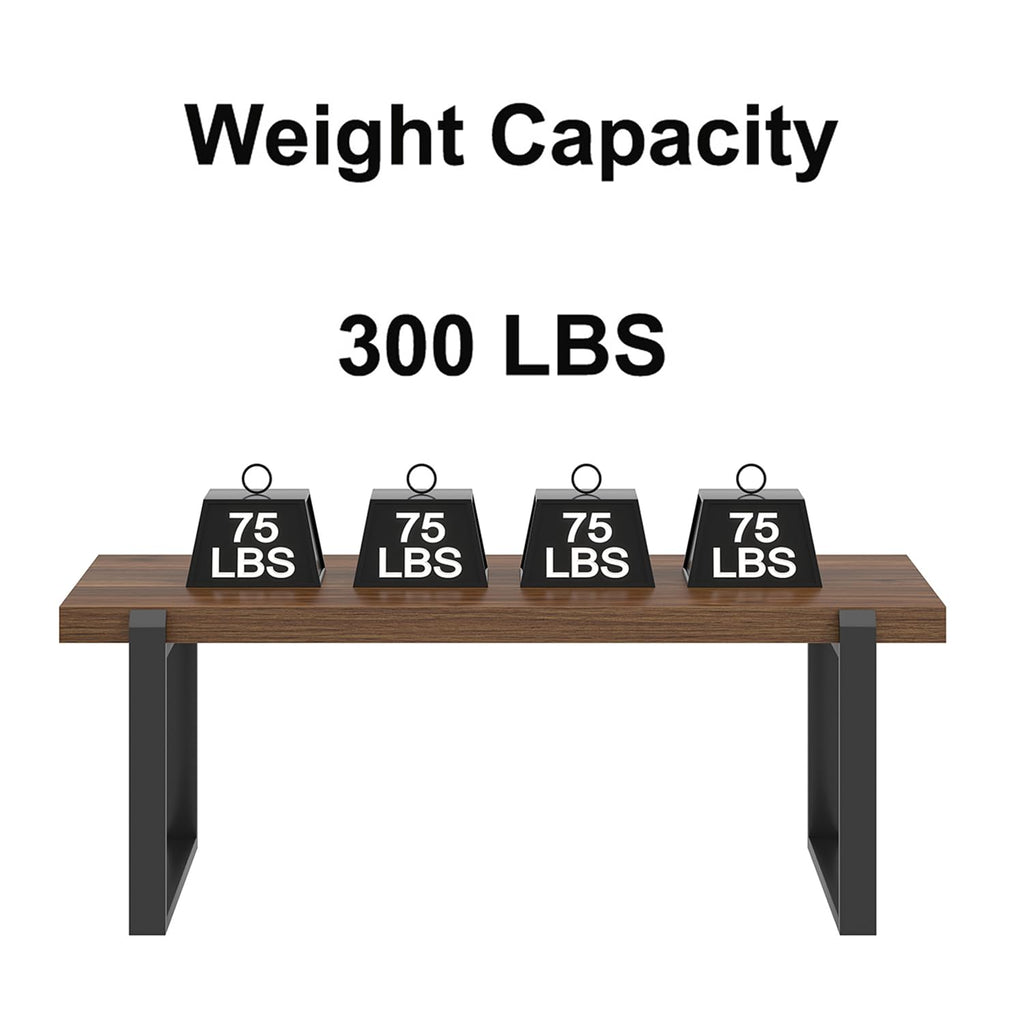 Walnut 44 Inch Wood and Metal Coffee Table B374366