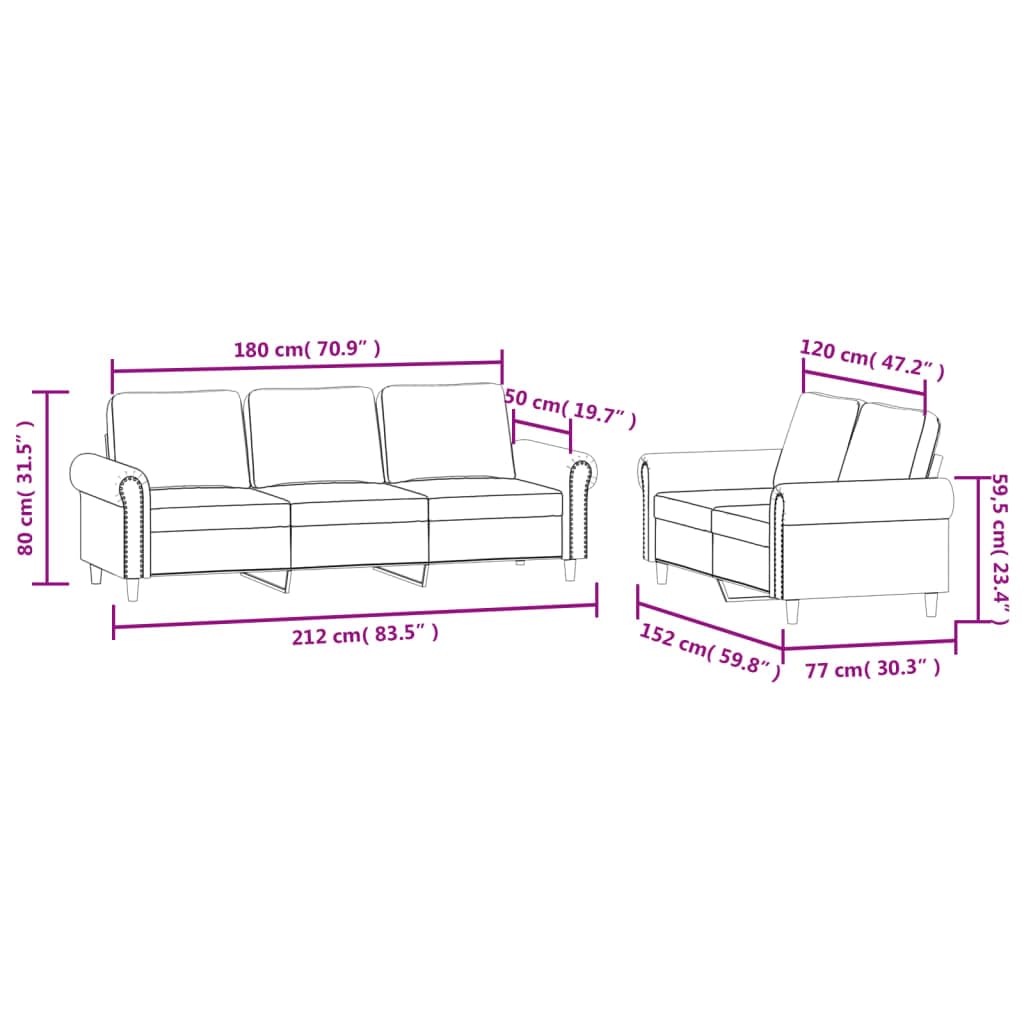 Light Gray Velvet 2 Piece Sofa Set F824