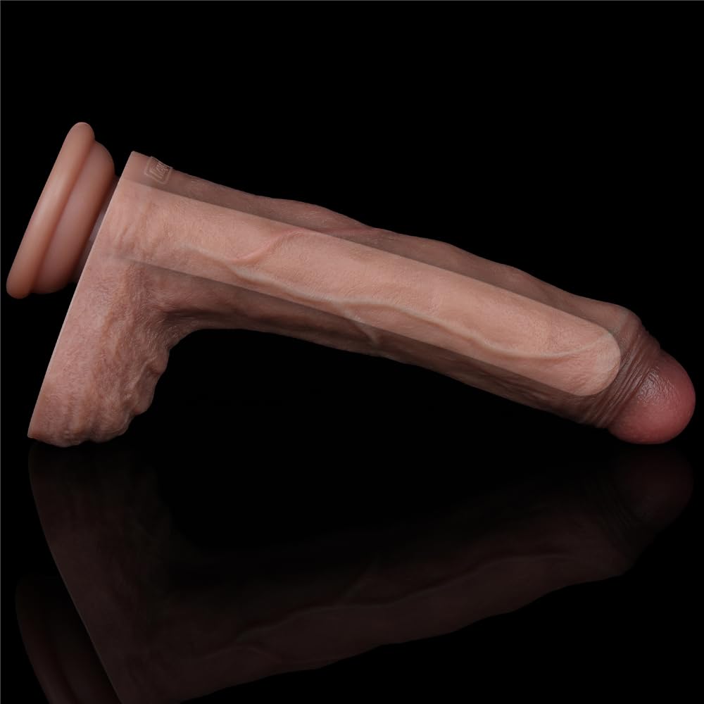 8.5" Realistic Uncut Dual Density Silicone Dildo with Suction Cup V225