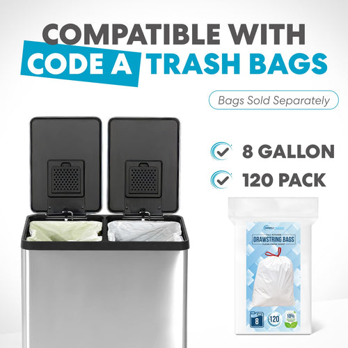 16 Gallon Dual Compartment Stainless Steel Step Trash Can U48725