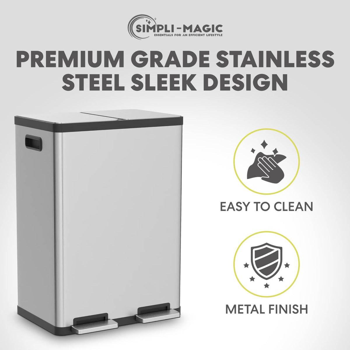 16 Gallon Dual Compartment Stainless Steel Step Trash Can U48725