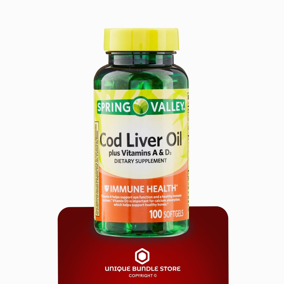 Cod Liver Oil Vitamins A & D3 100 Softgels Dietary Supplement G3423