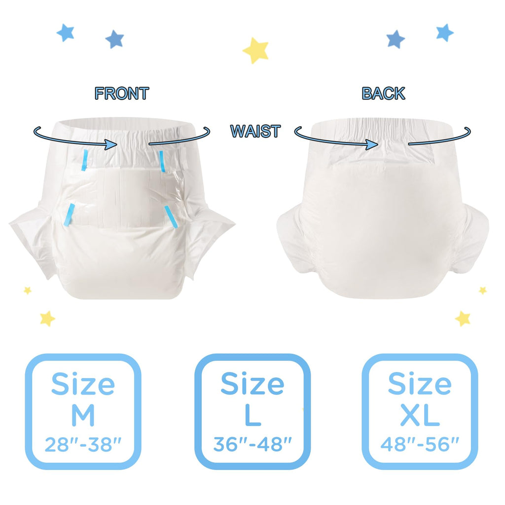 Adult Diaper 10 Pieces White Medium 28"-38" G3645