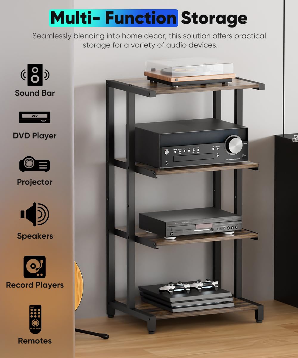 4-Tier Black Wooden Media Stand N56794