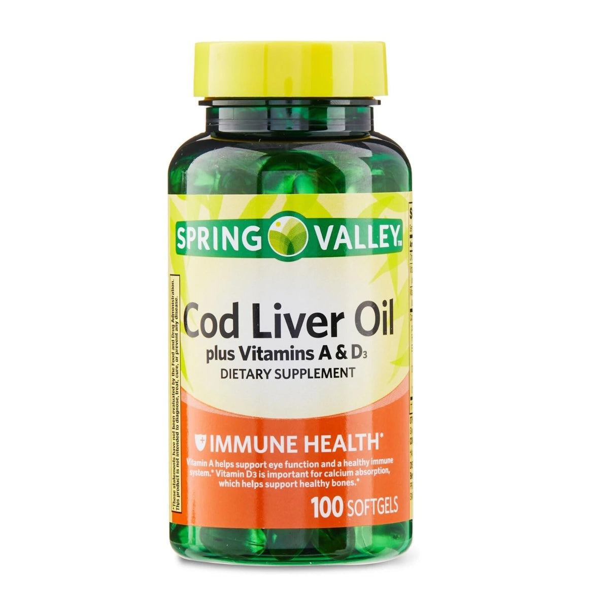 Cod Liver Oil Vitamins A & D3 100 Softgels Dietary Supplement G3423