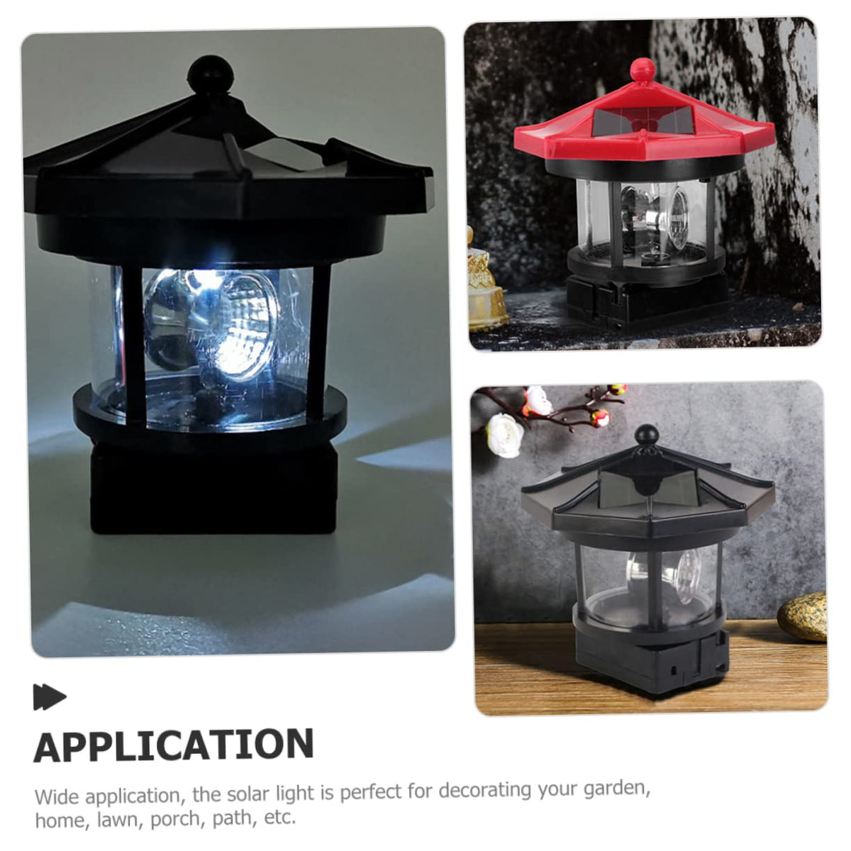 2Pcs Solar Powered Lighthouse Outdoor Garden Light A5813