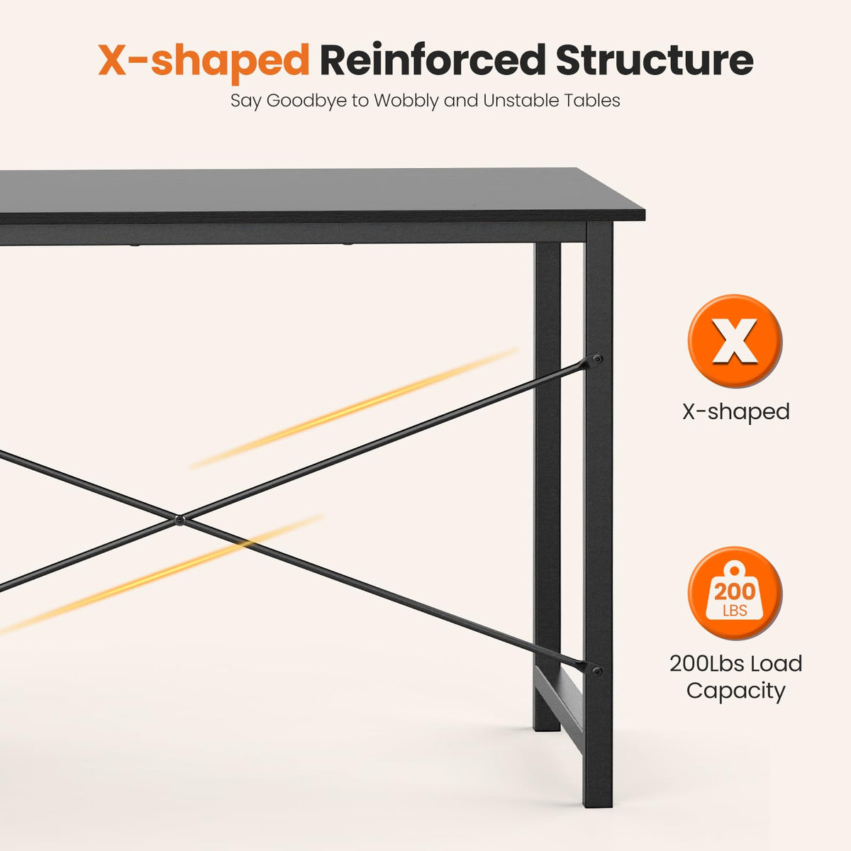 47 Inch Computer Desk with Drawers Black O4445