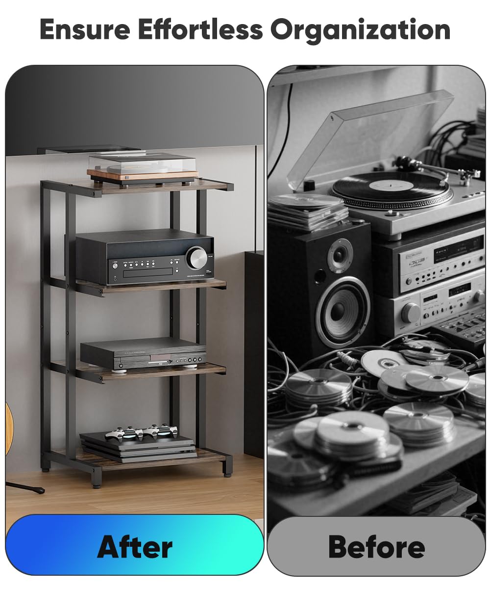 4-Tier Black Wooden Media Stand N56794