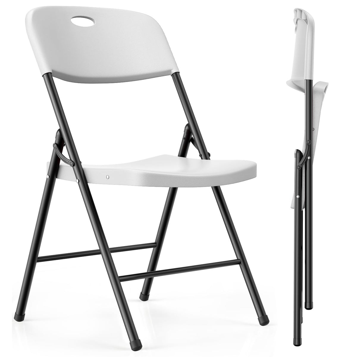 2 Pack White Plastic Folding Chairs L5971