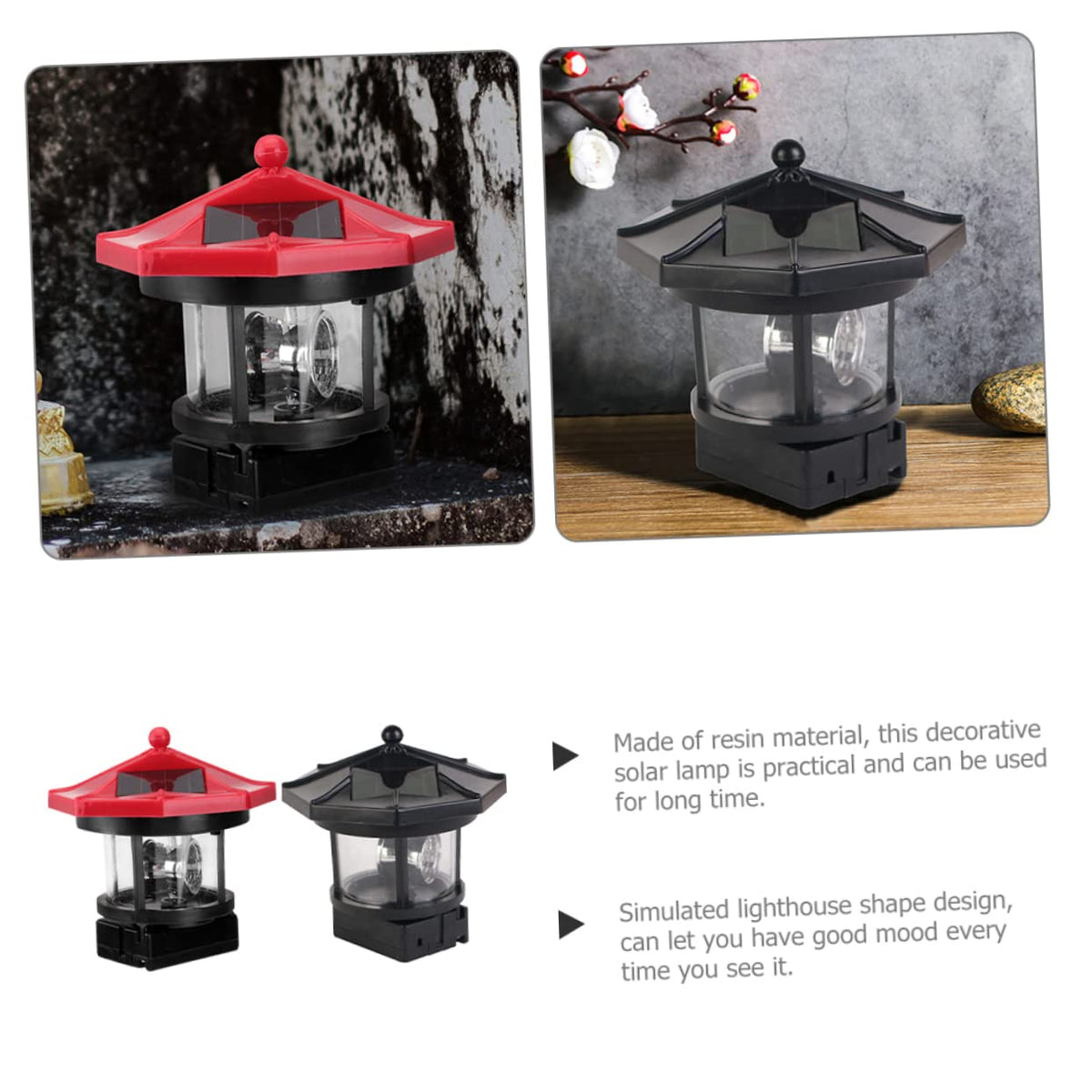 2Pcs Solar Powered Lighthouse Outdoor Garden Light A5813