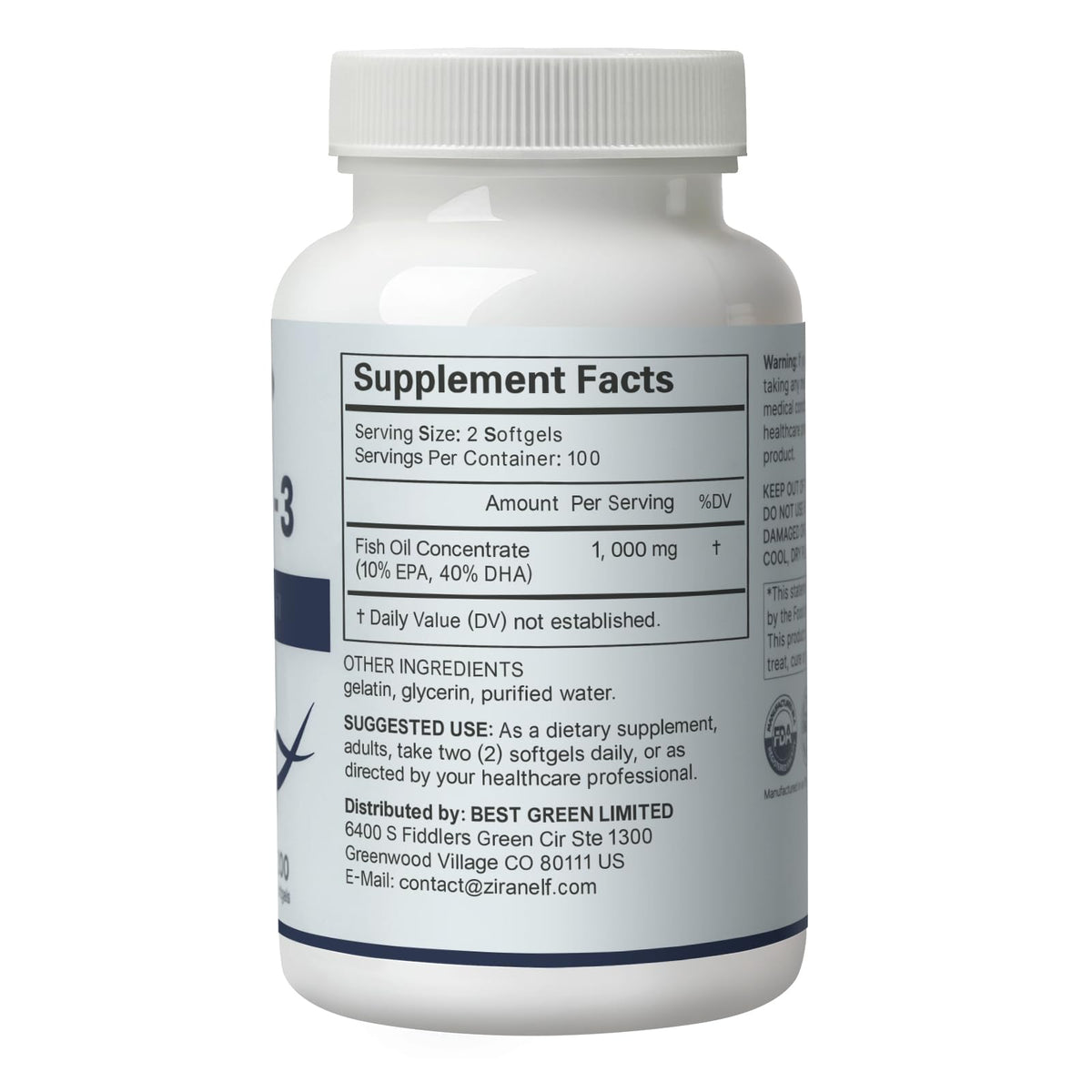 Omega 3 Fish Oil 1000 mg 400 Softgels EPA DHA K54046