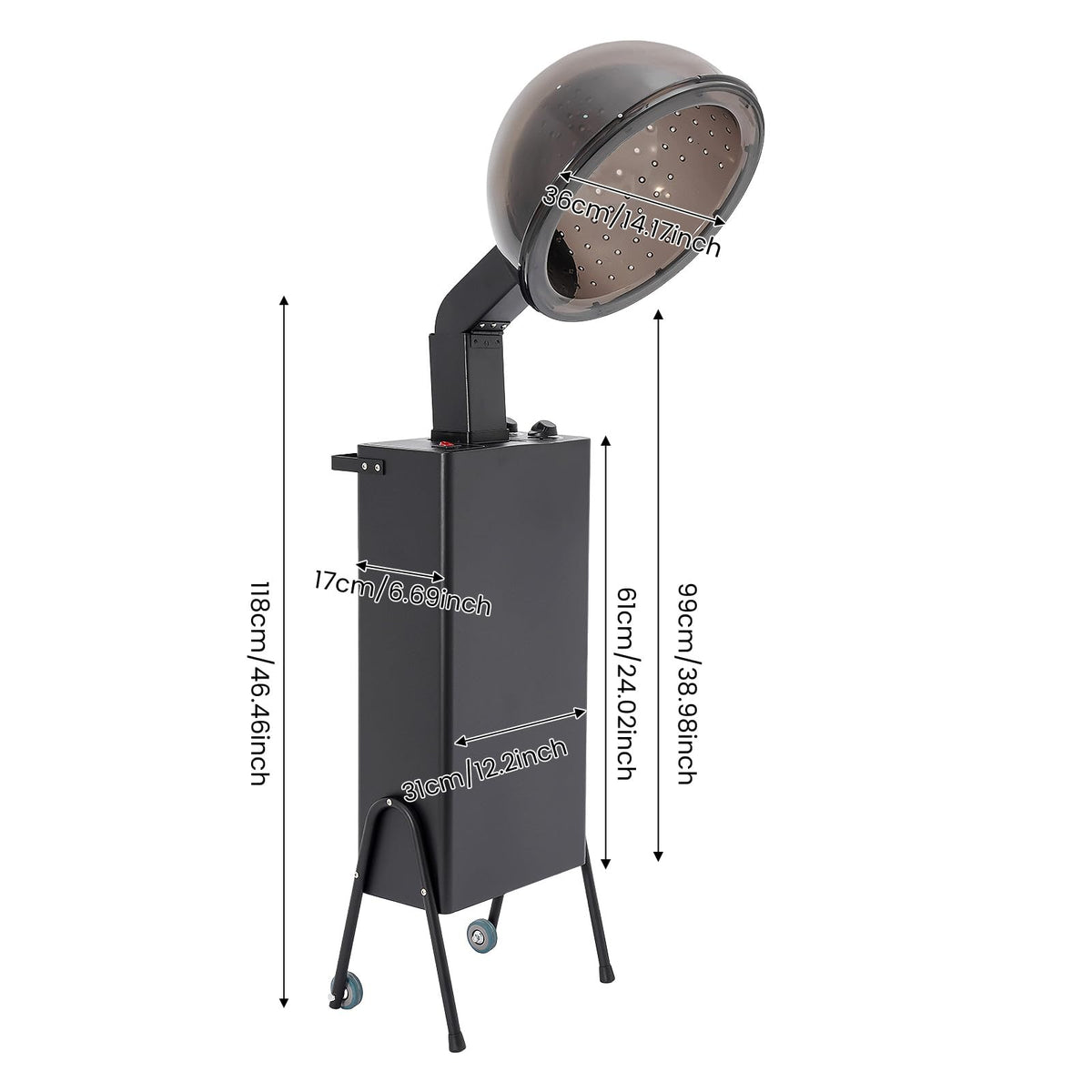 1200W Freestanding Hooded Hair Dryer with Wheels U265311