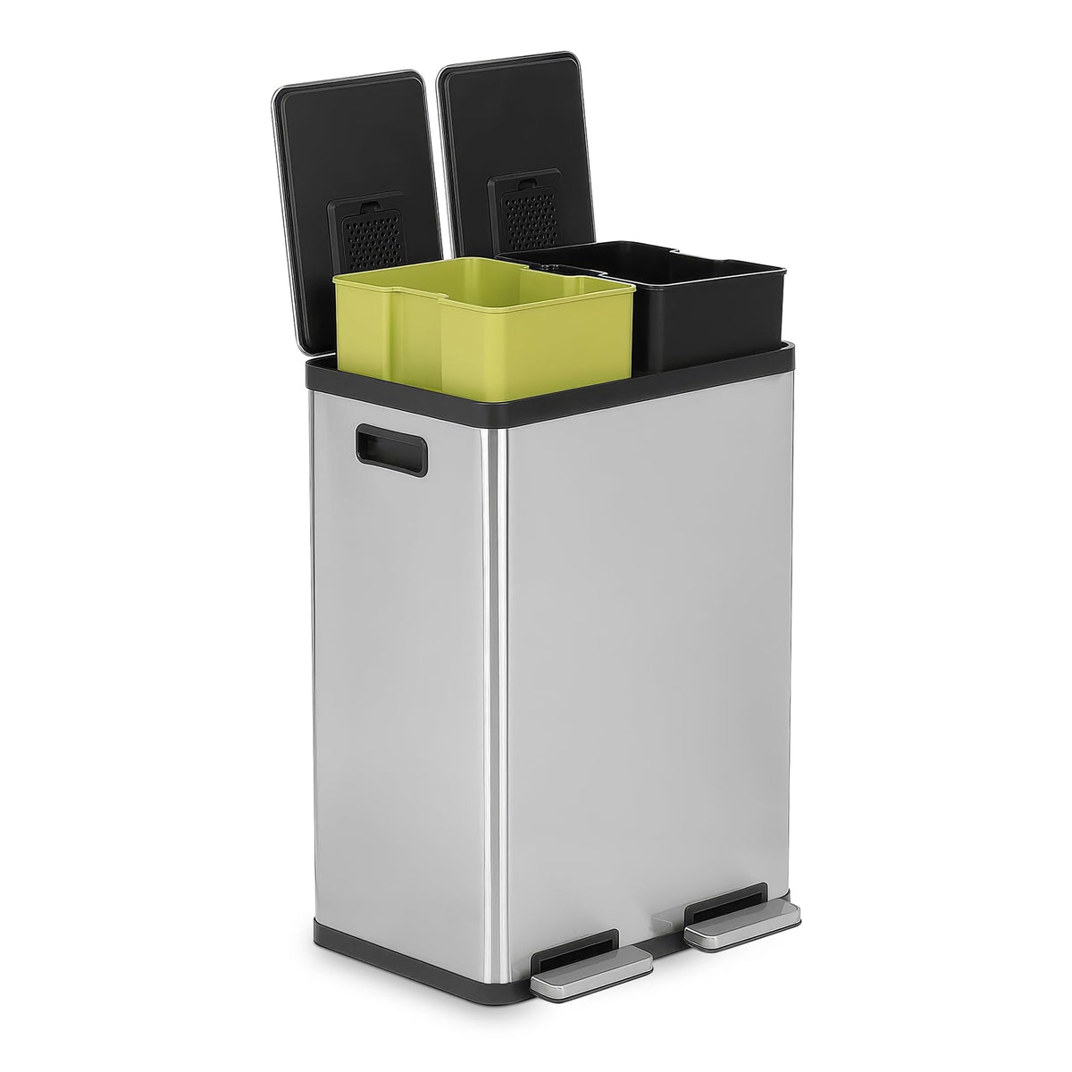 16 Gallon Dual Compartment Stainless Steel Step Trash Can U48725