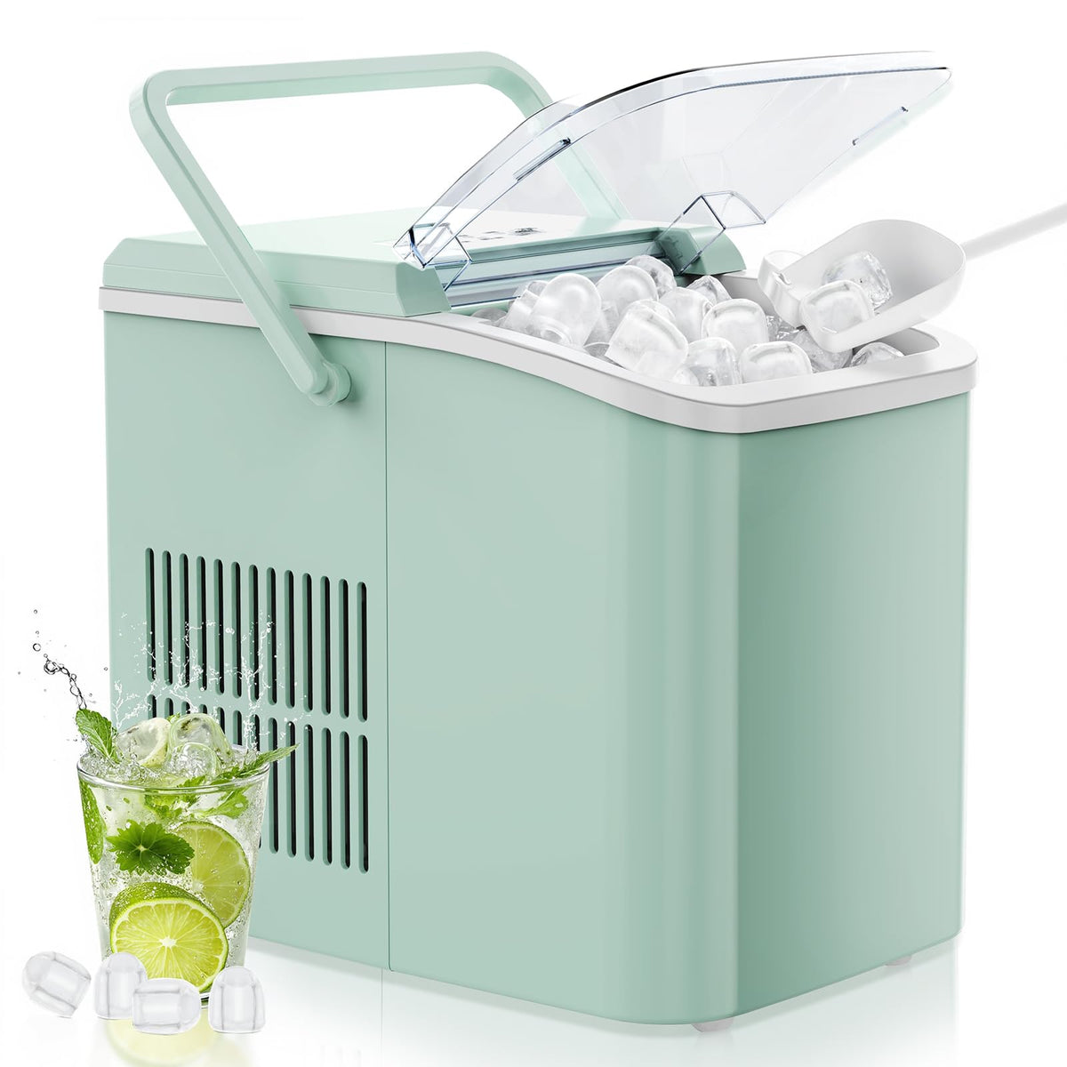 Portable Countertop Ice Maker with Basket & Scoop, 2 Cube Sizes M802