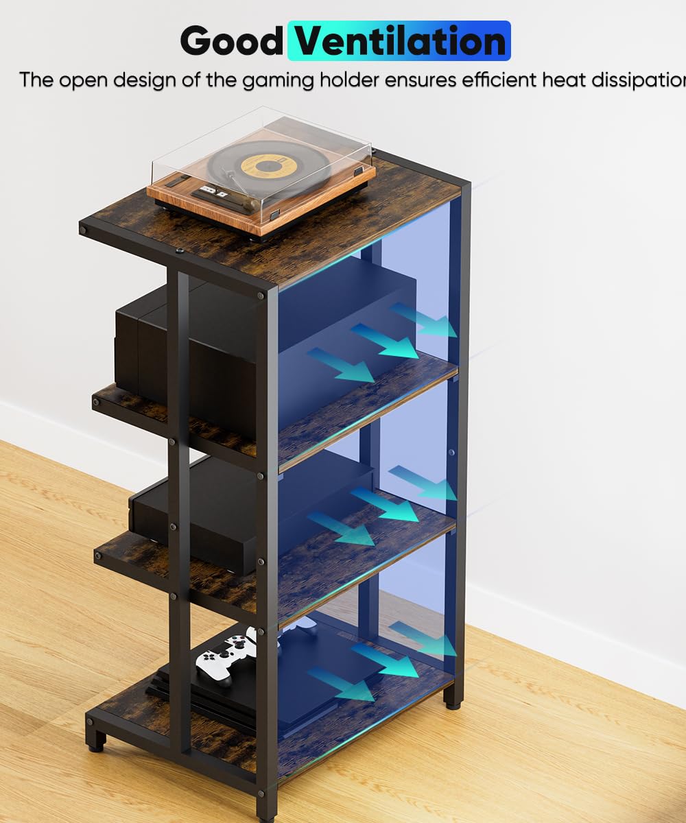 4-Tier Black Wooden Media Stand N56794