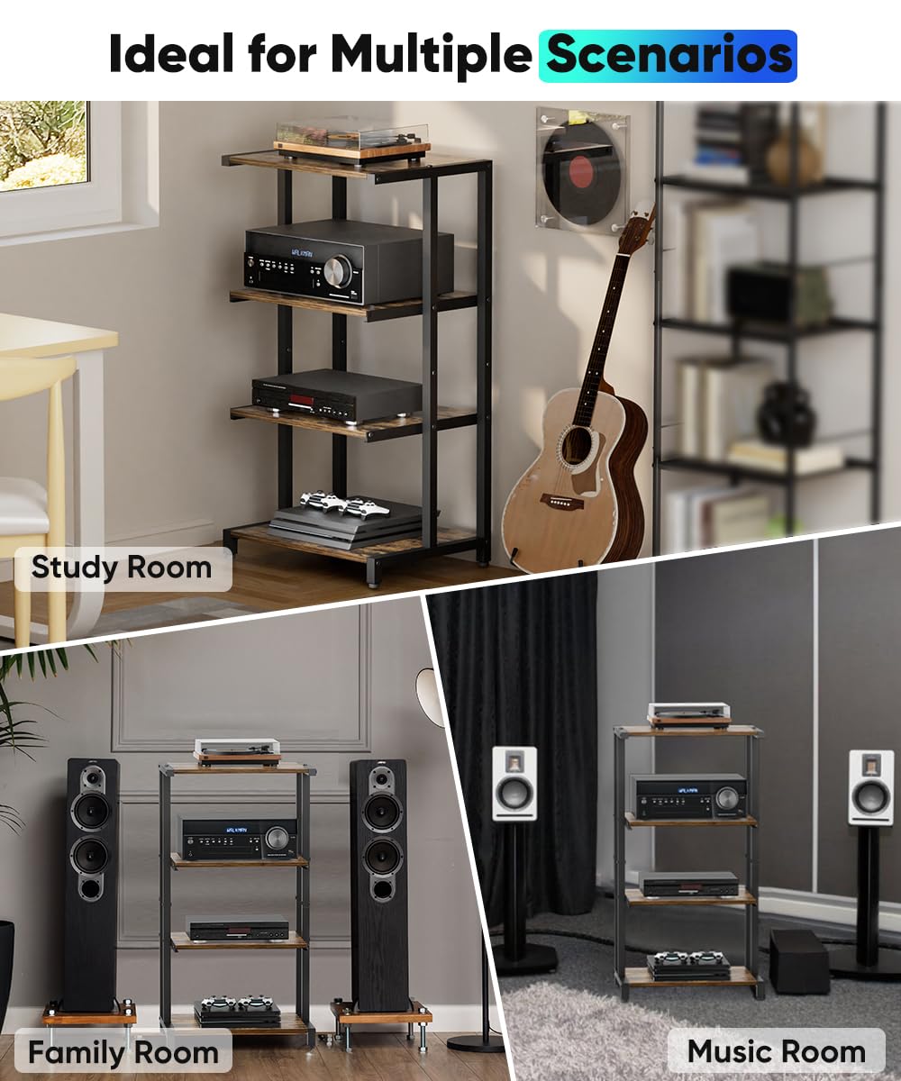 4-Tier Black Wooden Media Stand N56794