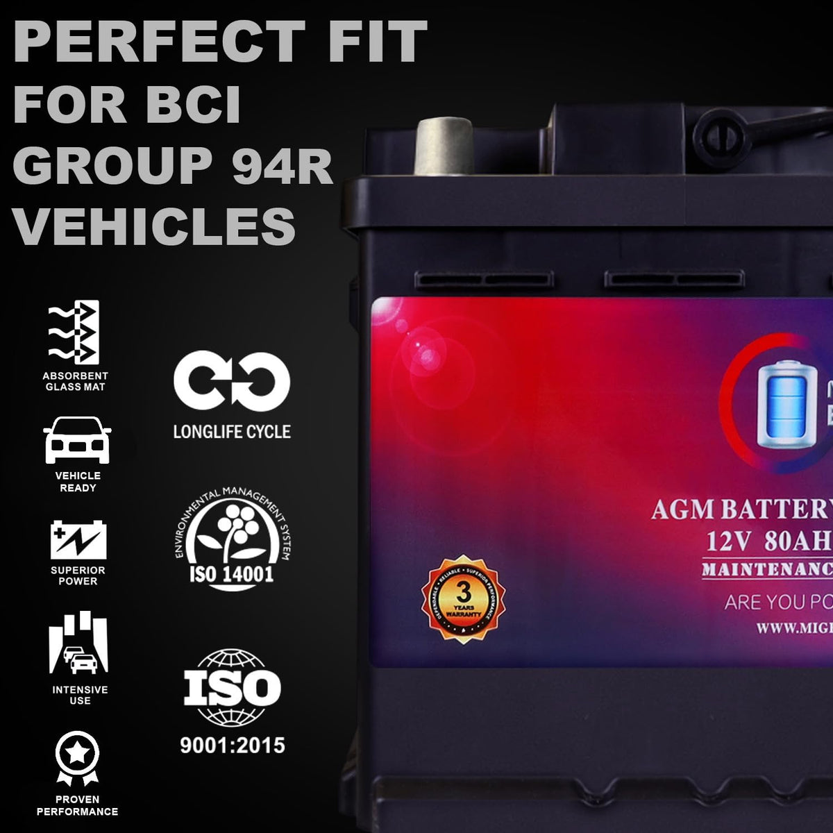 12V 80AH 850 CCA Replacement Battery S728925