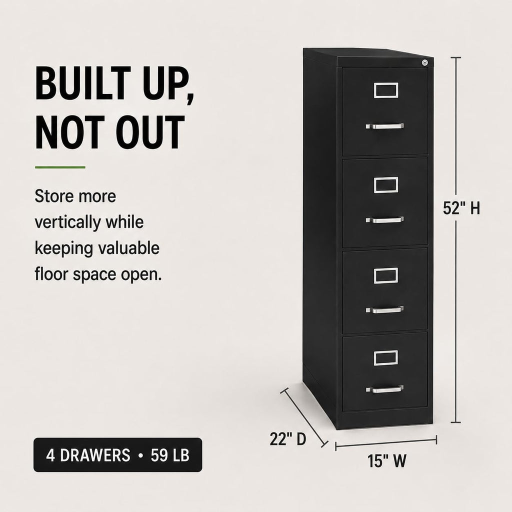 4 Drawers Black Metal Filing Cabinet T53836