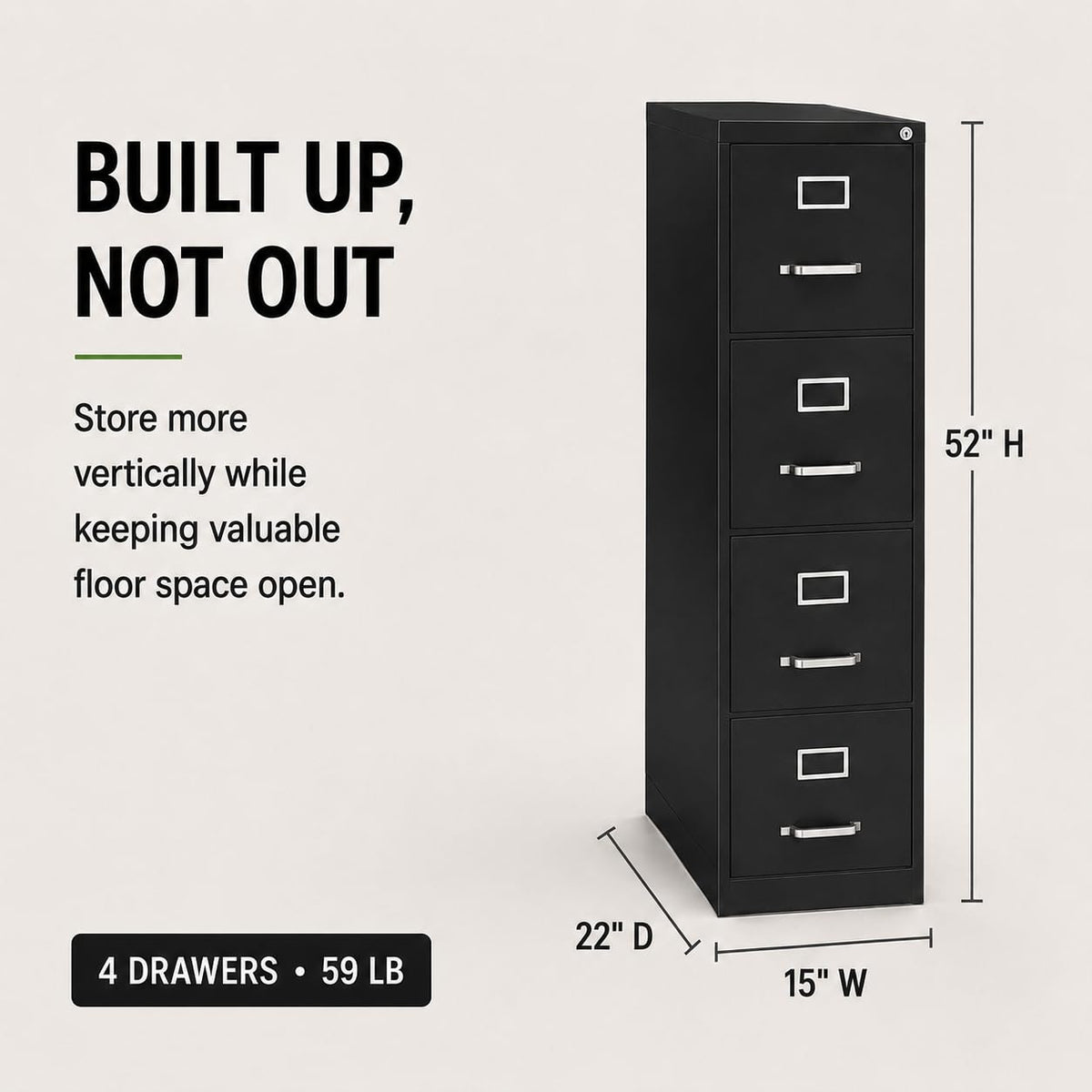4 Drawers Black Metal Filing Cabinet T53836