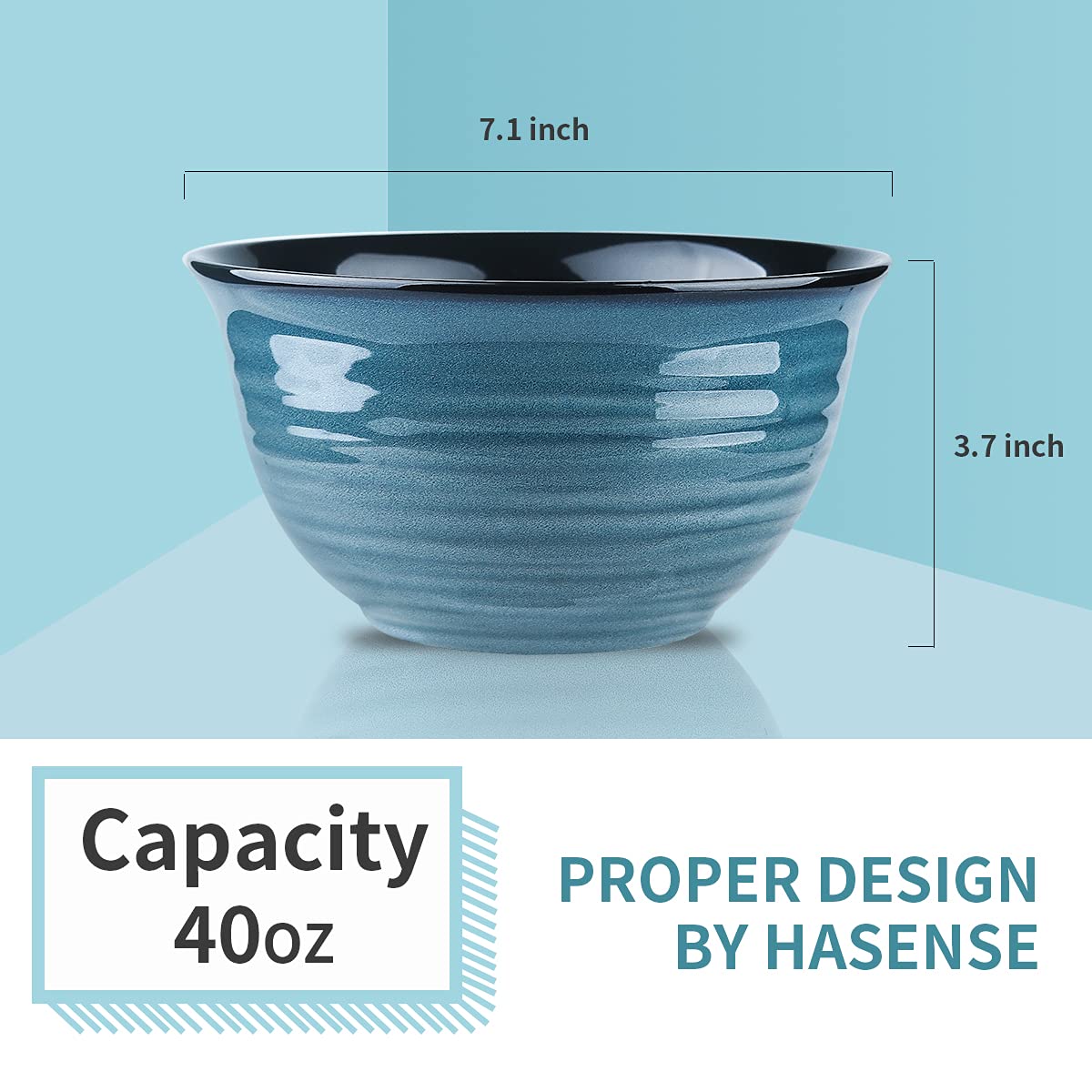 40 Ounce 7 Inch Ceramic Soup Bowls Set of 4 Q985