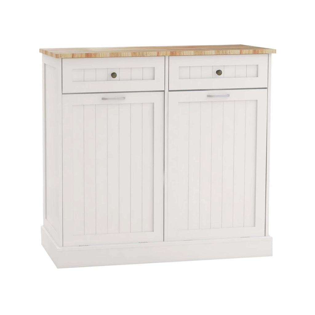 White Double Tilt Out Trash Can Cabinet with 10-Gallon Capacity O144