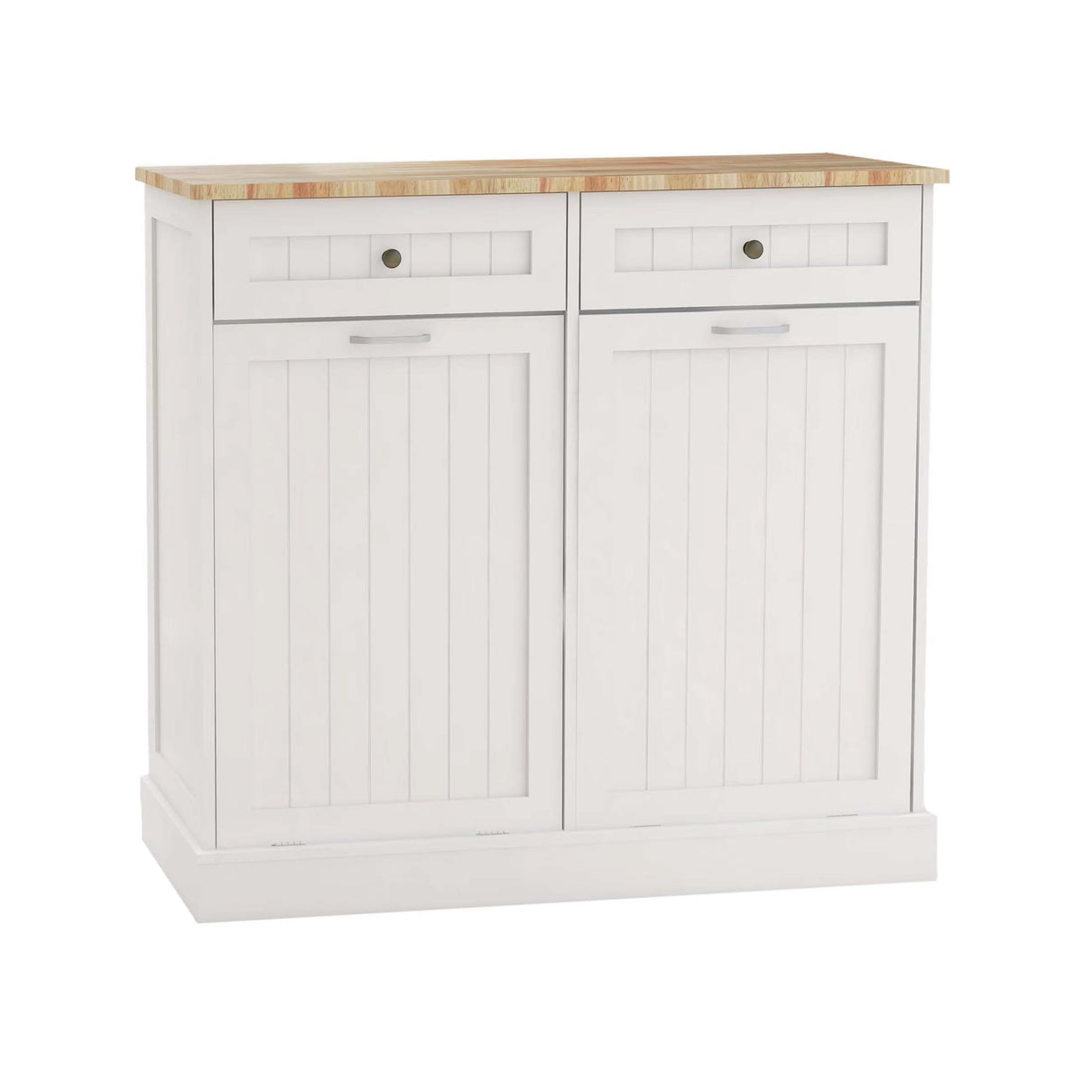 White Double Tilt Out Trash Can Cabinet with 10-Gallon Capacity O144