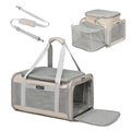 Airline Approved Pet Carrier for Cats and Small Dogs up to 15 lbs, Breathable Mesh, Portable Travel Bag (Khaki, Expandable) K684