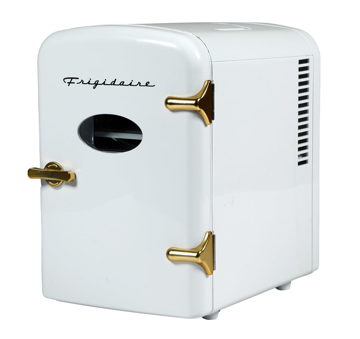Retro Mini Personal Fridge Cooler, Holds up to 9 Cans, White Gold N222260