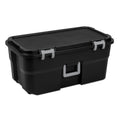 22 Gallon Black Wheeled Plastic Storage Trunk with Latching Lid A2593