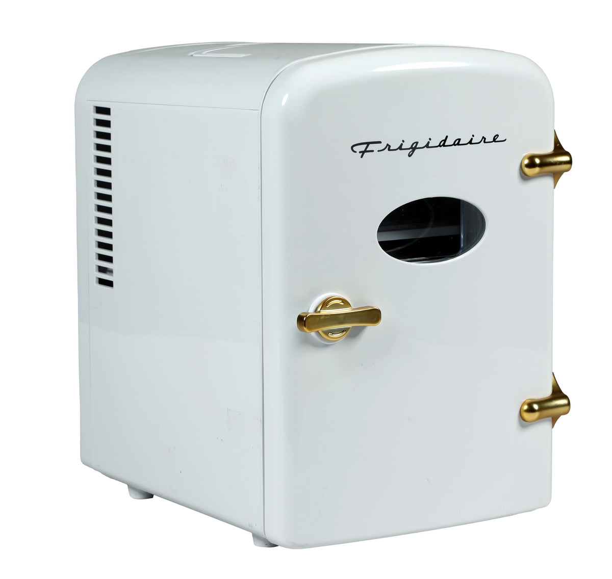 Retro Mini Personal Fridge Cooler, Holds up to 9 Cans, White Gold N222260