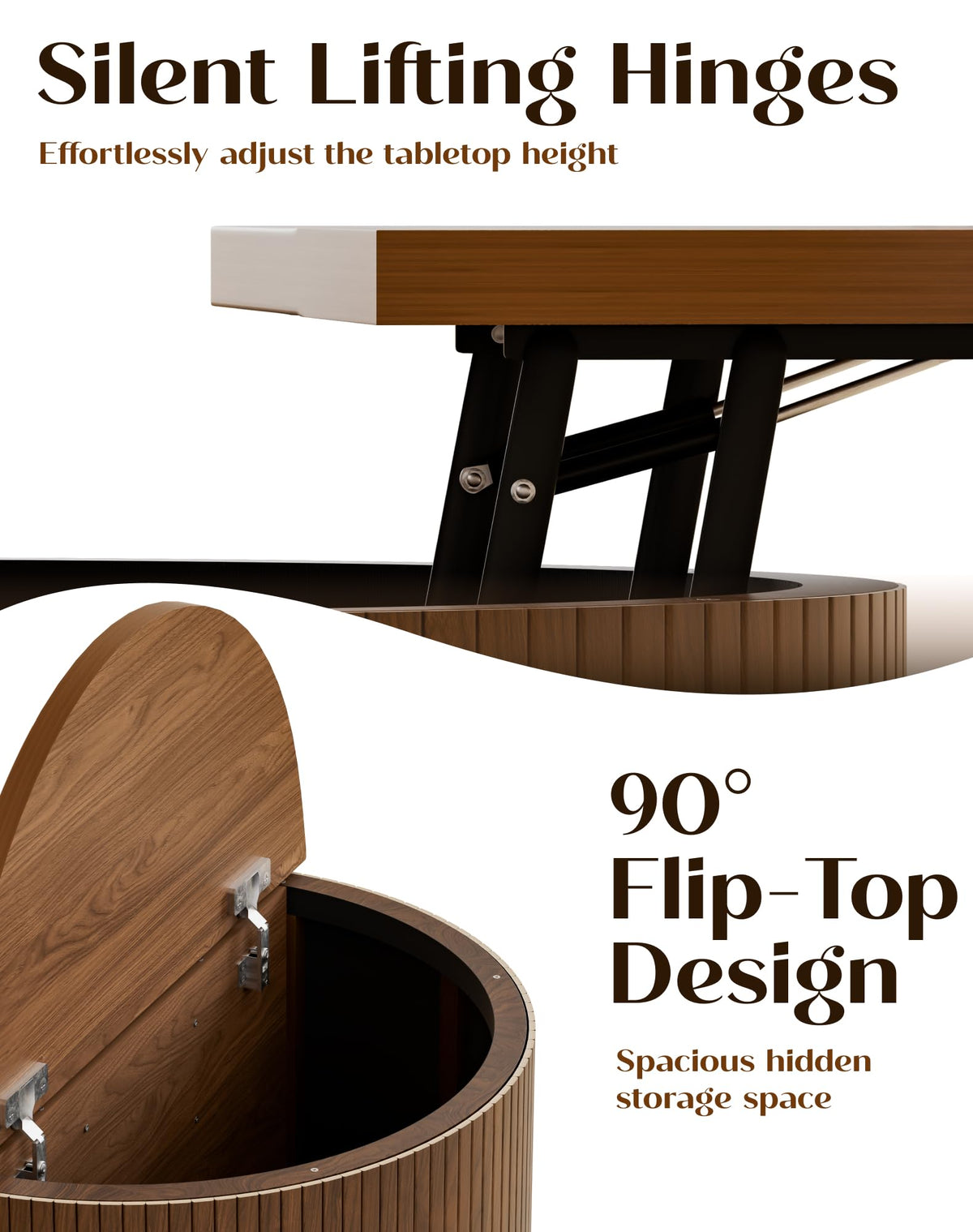 Round Lift Top Coffee Table with Storage Q213695