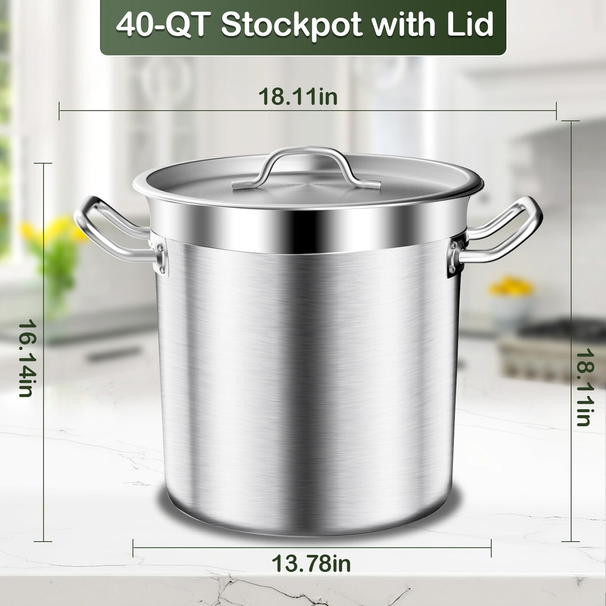 40 QT Stainless Steel Soup Pot with Lid O832438