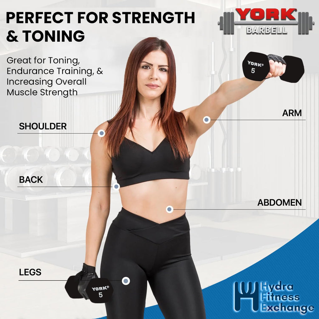 Neoprene Hexagon Dumbbells with Cast Ergo Handle 10lb Pack of 1 N4344