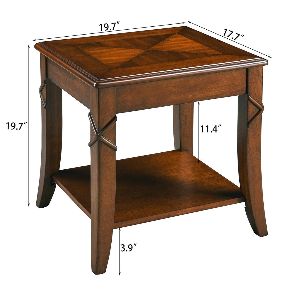 Solid Wood Side End Table with Storage Shelf W57314