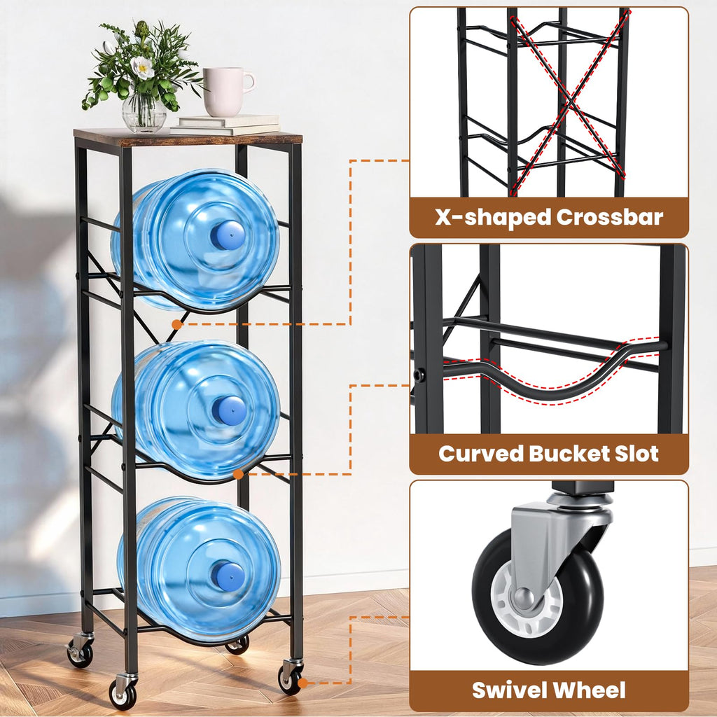 5 Gallon Water Jug Holder with Storage Shelves 3 Tier B7410