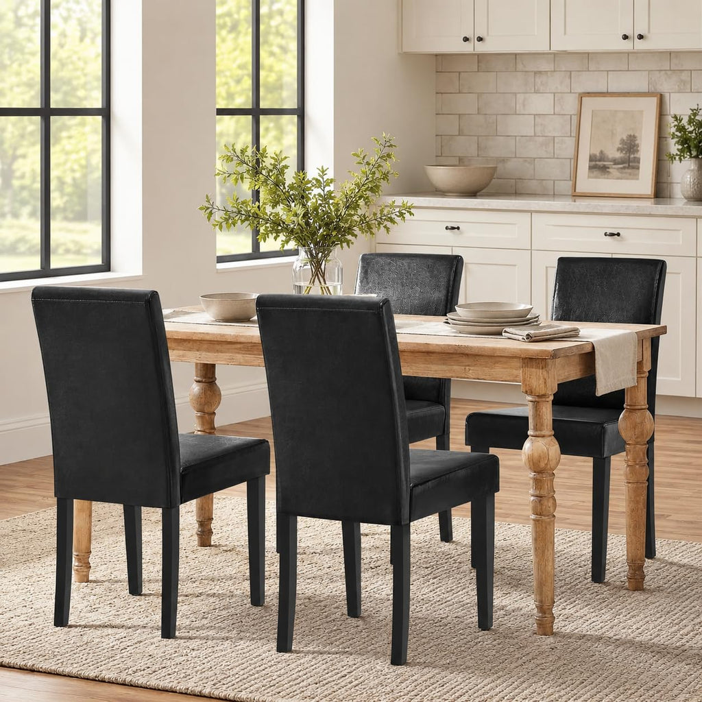 Dining Chairs Set of 4 Upholstered Black H76988