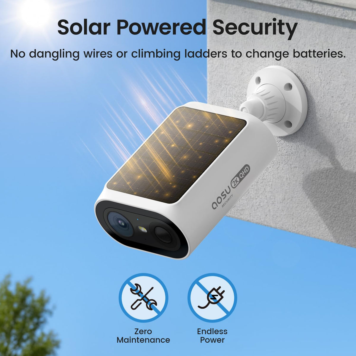 2K QHD Solar Security Cameras Wireless Outdoor System S80512