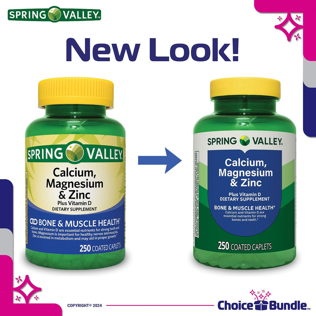 Calcium Magnesium Zinc Plus Vitamin D Caplets 250 Ct 2 pk P24890