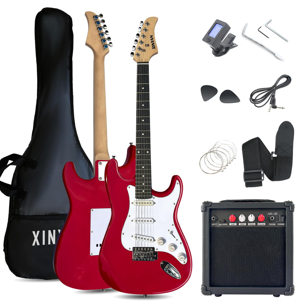 39in Full Size Beginner Electric Guitar Starter Kit with Case, Amp, Strings, Pick, Tremolo Bar N973678