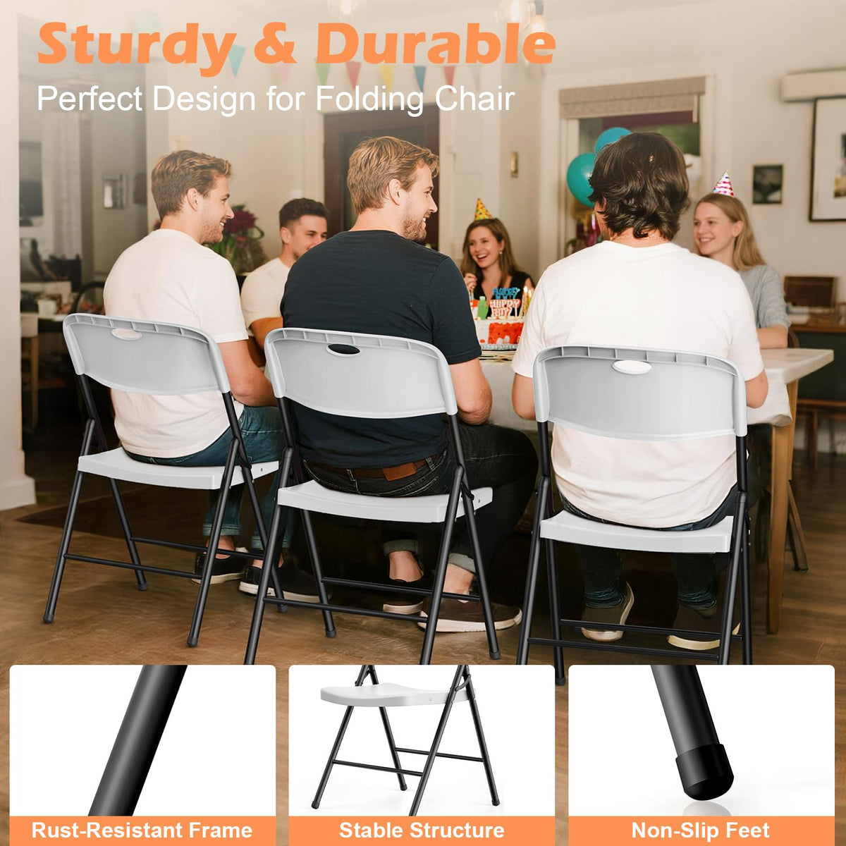 2 Pack White Plastic Folding Chairs L5971