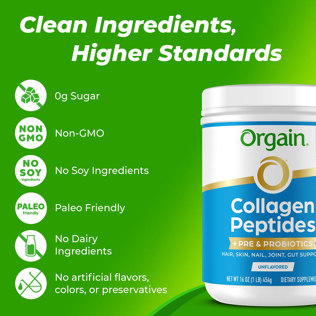 Collagen Peptides + Prebiotic & Probiotics Powder, 1lb B933