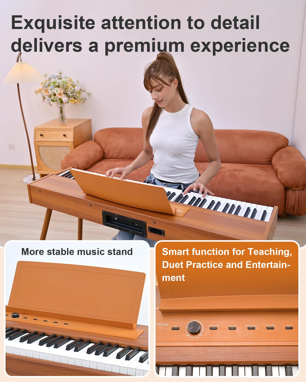 88 Key Full Weighted Hammer-Action Digital Piano with Stand T29905