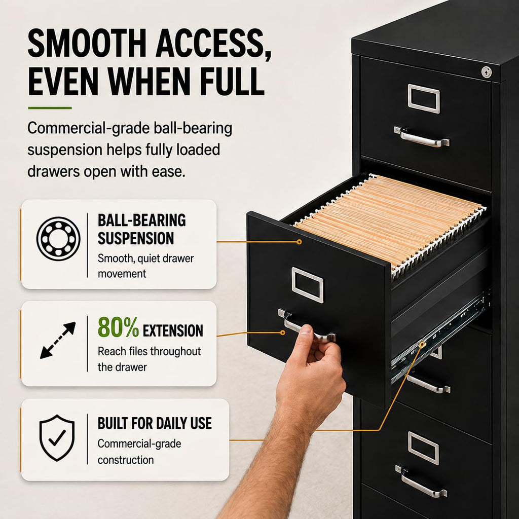 4 Drawers Black Metal Filing Cabinet T53836