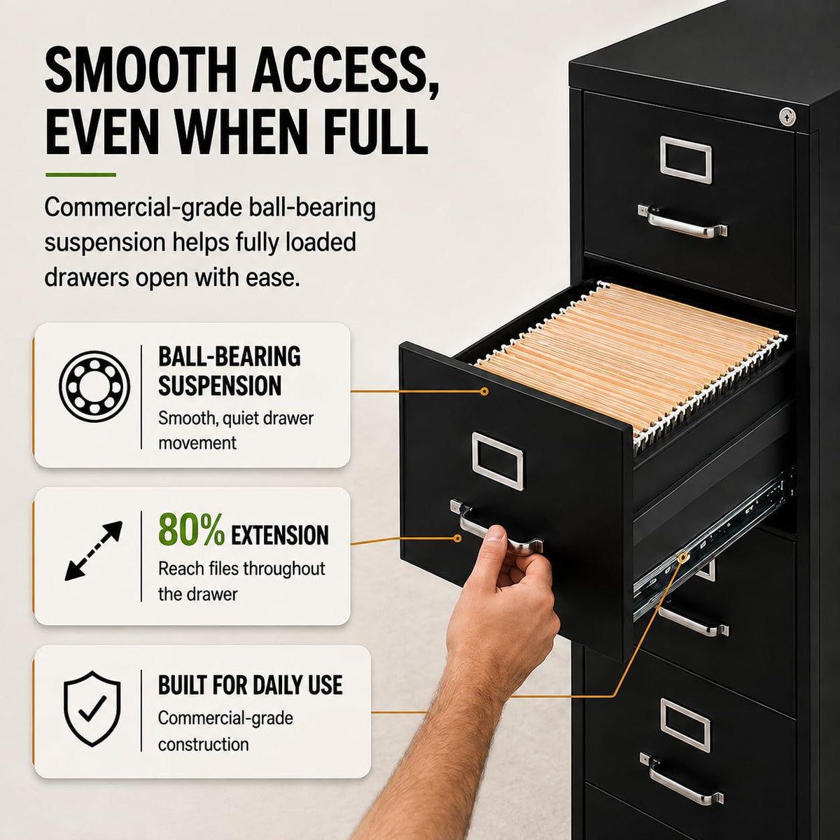 4 Drawers Black Metal Filing Cabinet T53836