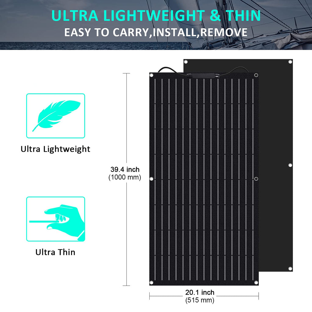 300 Watts 12 Volts ETFE Flexible Monocrystalline Solar Panels with 30A MPPT Charge Controller X625