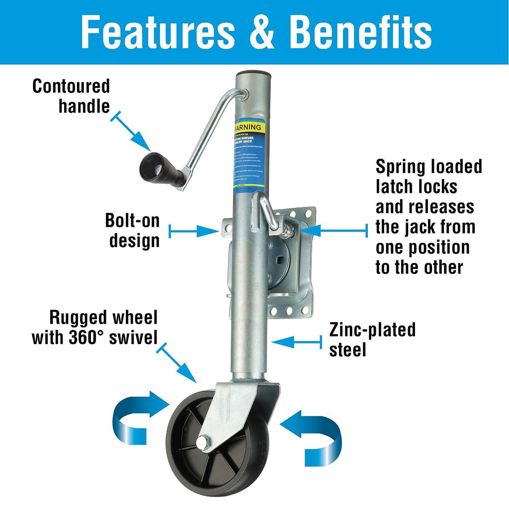 Fold Up Trailer Jack, 22-7/8 In., 1,000 Lbs L1343