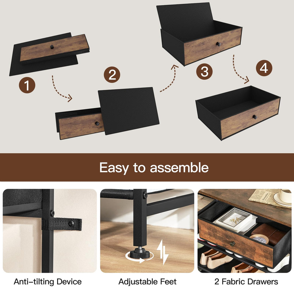 4 Tier Shoe Storage Organizer with 2 Drawers L330852